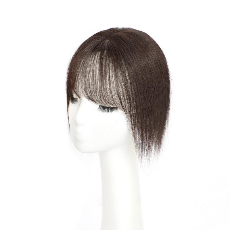 Human Hair Topper With Bangs Clip In Overhead Bangs Natural Hair Fringe
