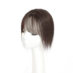 Human Hair Topper With Bangs Clip In Overhead Bangs Natural Hair Fringe