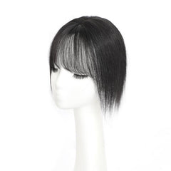 Human Hair Topper With Bangs Clip In Overhead Bangs Natural Hair Fringe