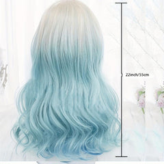 Long Straight Blonde Pink Wig with Ponytail Bangs