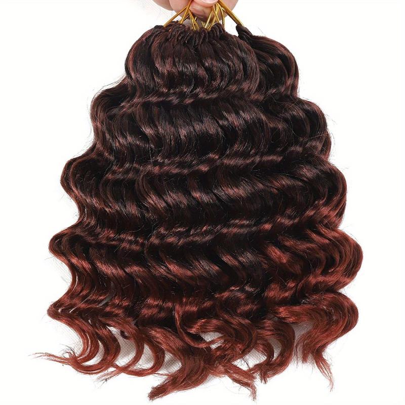 7 Packs Deep Wave Crochet Hair Extensions 20-32cm for Women Curly Braiding Hair