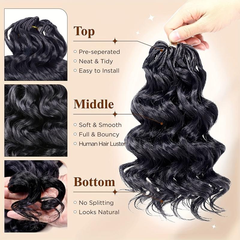 7 Packs Deep Wave Crochet Hair Extensions 20-32cm for Women Curly Braiding Hair