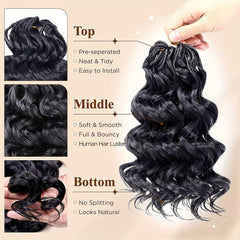 7 Packs Deep Wave Crochet Hair Extensions 20-32cm for Women Curly Braiding Hair