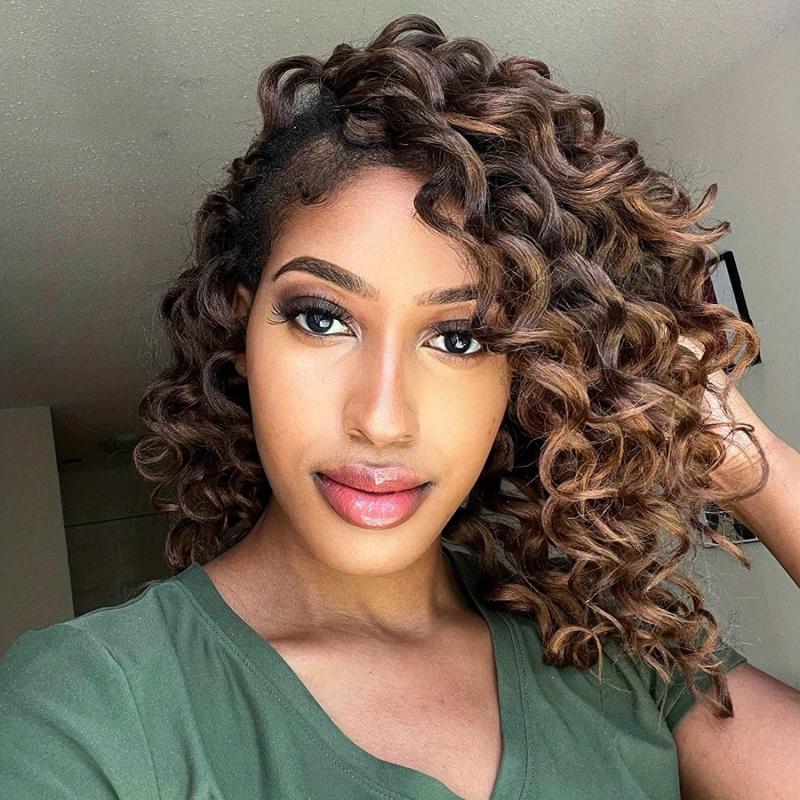 7 Packs Deep Wave Crochet Hair Extensions 20-32cm for Women Curly Braiding Hair