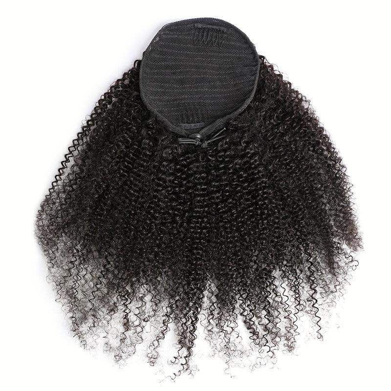 Kinky Curly Human Hair Clip In Ponytail Extension