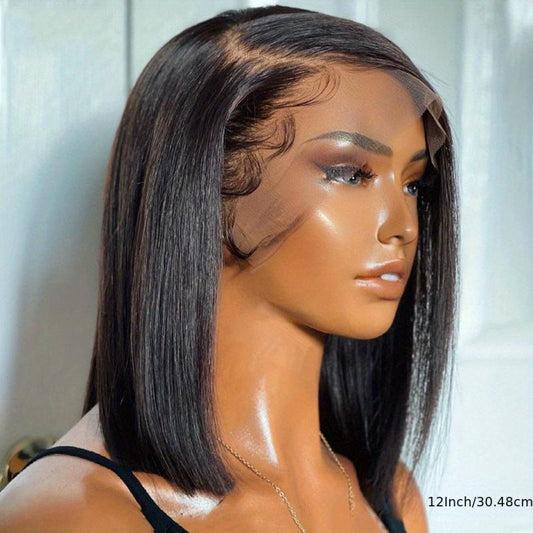 Straight Bone Bob Wig Lace Front Human Hair Wigs For Women HD Transparent Lace