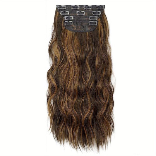 4pcs Long Curly Clip in Hair Extensions Natural Looking Synthetic Hair