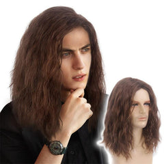 Men's Shoulder Length Curly Hair Wig Handsome Corn Perm European American Fiber