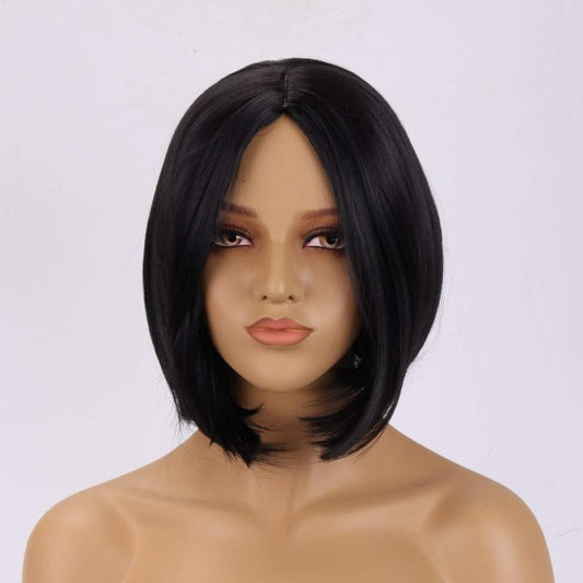 Short Straight Bob Cut Wig With Bangs Synthetic Wig