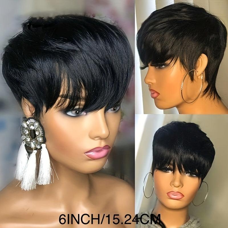 Pixie Cut Wig With Bangs Human Hair Short Wigs For Women