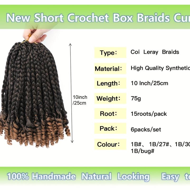 6 Packs Curly Ends Crochet 25 4 Cm Omber Bob Box Braid Crochet Hair