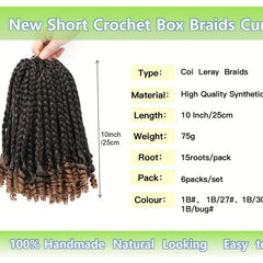 6 Packs Curly Ends Crochet 25 4 Cm Omber Bob Box Braid Crochet Hair