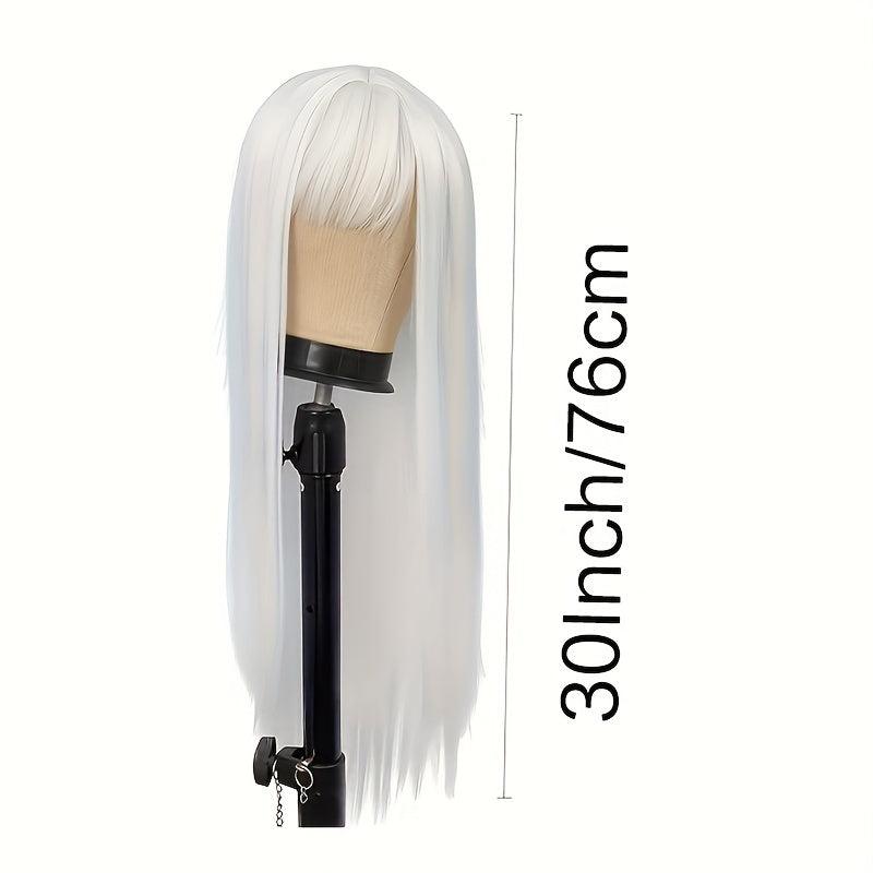 Long Straight Deep Red Cosplay Wig with Bangs