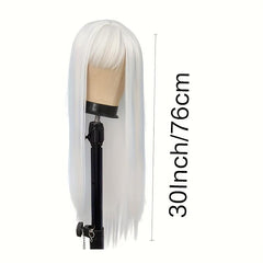 Long Straight Deep Red Cosplay Wig with Bangs