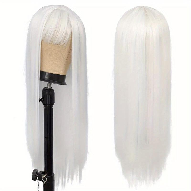 Long Straight Deep Red Cosplay Wig with Bangs