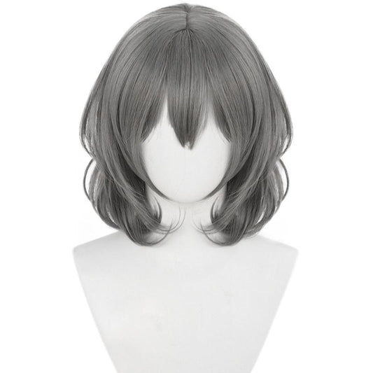 Grey Bob Wig Wavy Wig With Bangs Cosplay Wig Costume Halloween Party Wig Cap