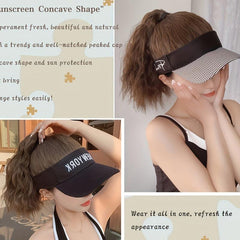 Baseball Cap with 40-64 cm Synthetic Ponytail Extensions Wig for Daily Use