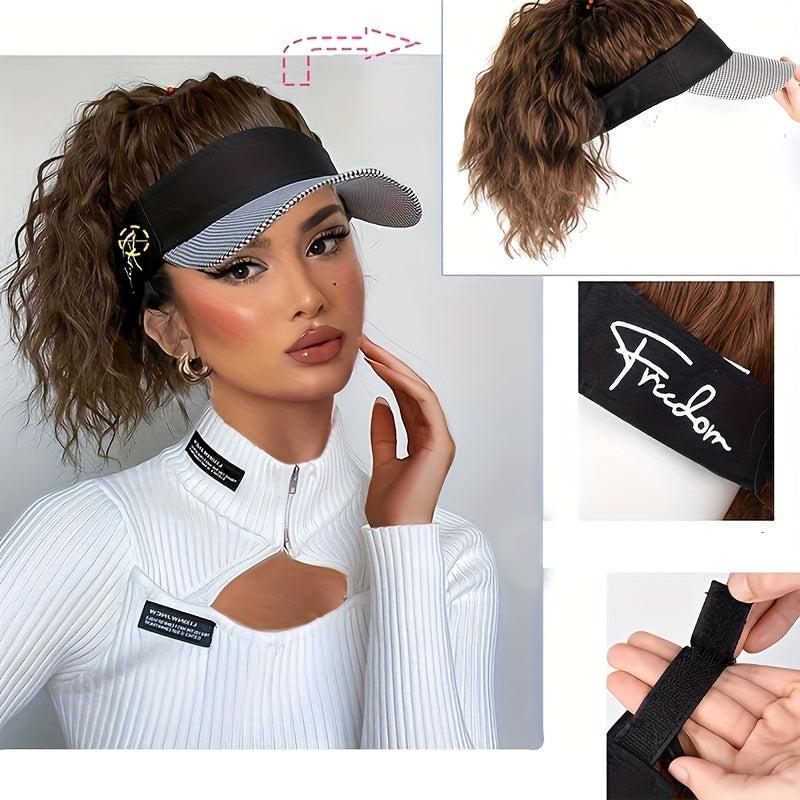 Baseball Cap with 40-64 cm Synthetic Ponytail Extensions Wig for Daily Use
