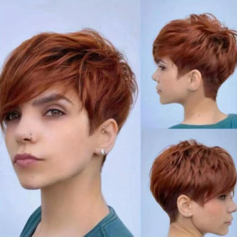 Short Curly Ombre Pixie Cuts Wigs For Women Synthetic Wigs