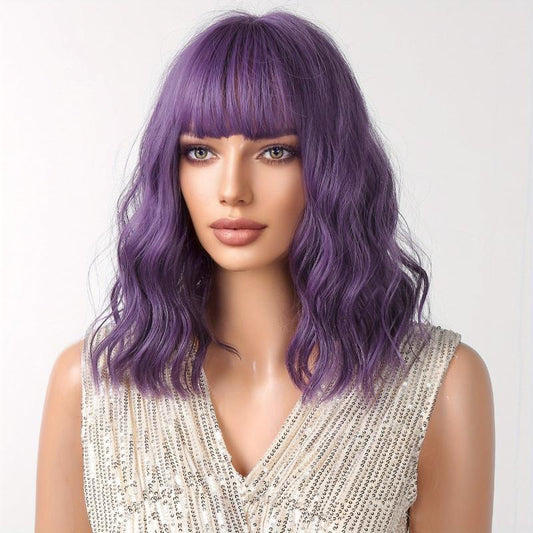 Purple Short Wavy Wig for Women - Daily Party Cosplay Style