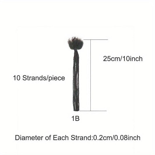 10 Strands Human Hair Dreadlock Extensions 0 Diameter Full Hand Permanent