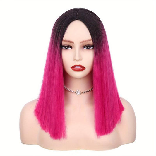 2 Tone Ombre Synthetic Wig for Women Short Straight Hair