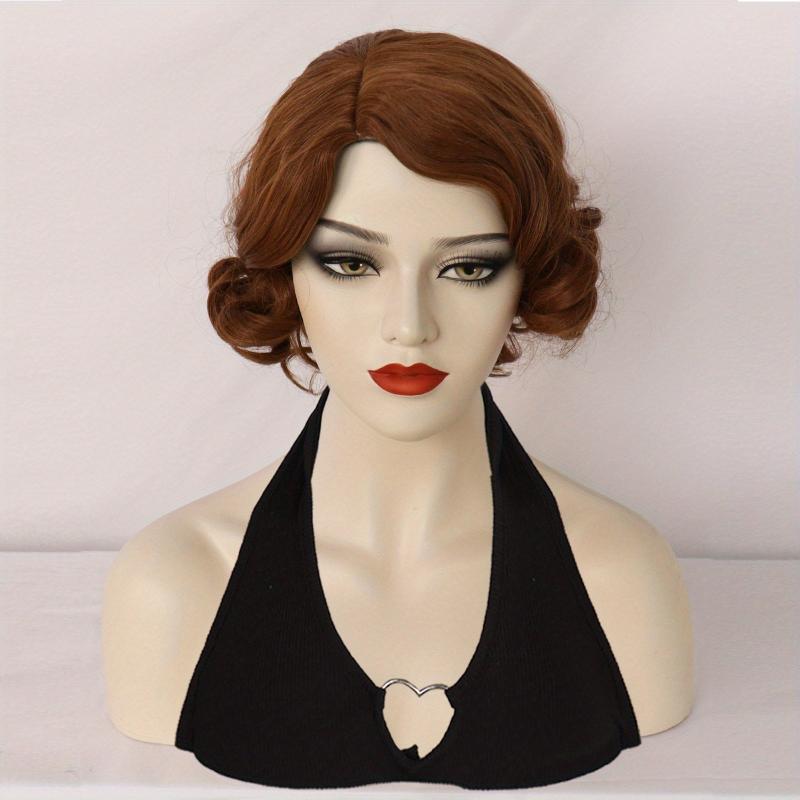 Halloween Wig Short Wavy Hair Synthetic 1920s Vintage Wig For Women
