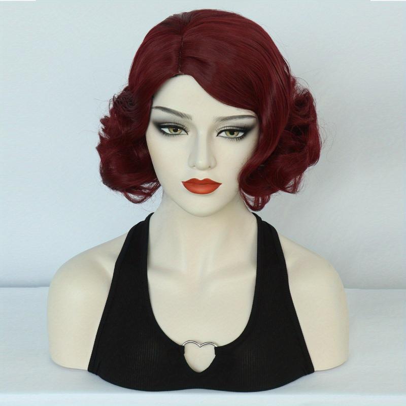 Halloween Wig Short Wavy Hair Synthetic 1920s Vintage Wig For Women