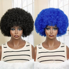 Short Afro Curly Wigs With Bangs for Women