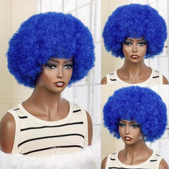 Short Afro Curly Wigs With Bangs for Women