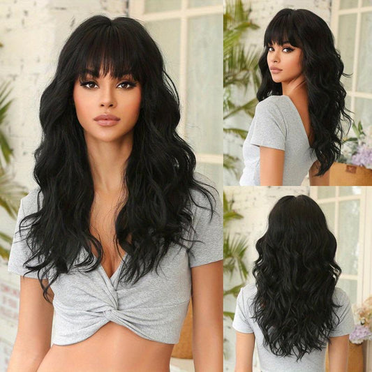 Long Wavy Hair With Bangs Synthetic Wig