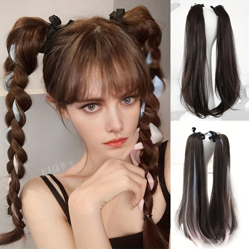 Long Ponytail Synthetic Clip In Hair Extensions Natural Look