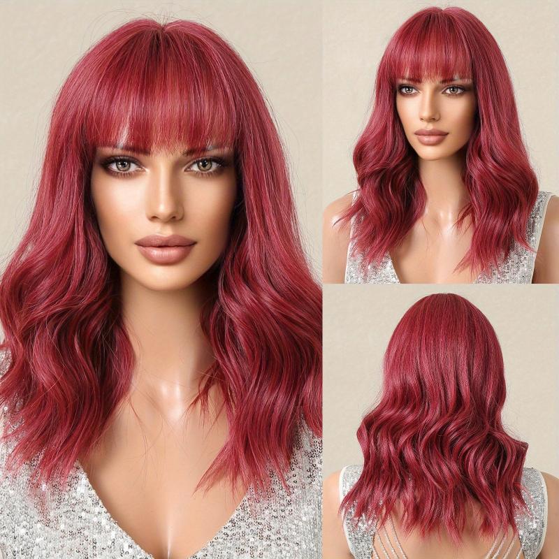 Blonde Curly Wavy Wig with Bangs 40cm Synthetic