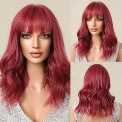 Blonde Curly Wavy Wig with Bangs 40cm Synthetic