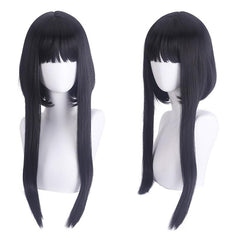 Long Straight Wig With Braids Synthetic Wig With Bangs