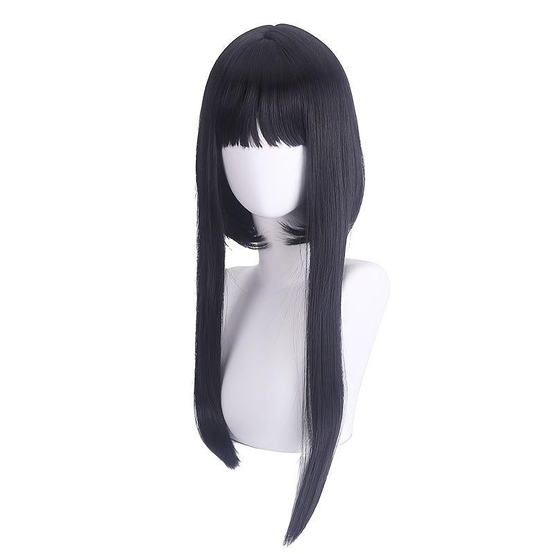 Long Straight Wig With Braids Synthetic Wig With Bangs