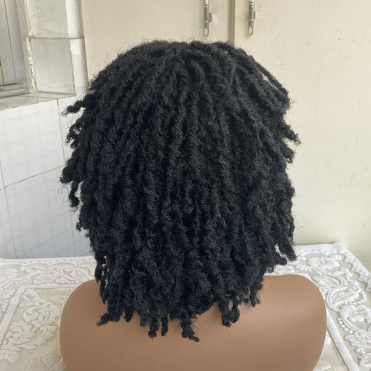 Short Dreadlock Wig Ombre Red Honey Blonde Curly Synthetic Wig