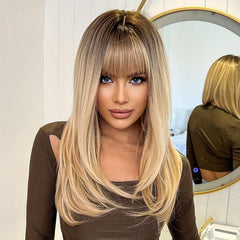 Long Wavy Hair With Bangs Synthetic Wig