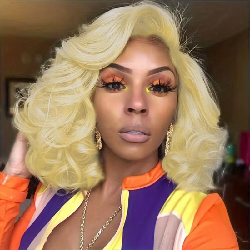 Shoulder Length Loose Wavy Synthetic Wig Medium Curly Side Parted Wig