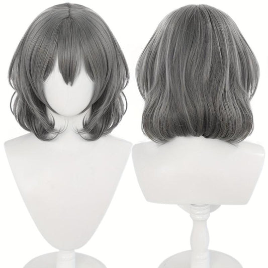 Short Dark Gray Straight Wig with Bangs for Cosplay