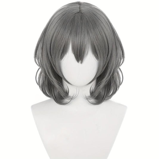 Short Dark Gray Straight Wig with Bangs for Cosplay