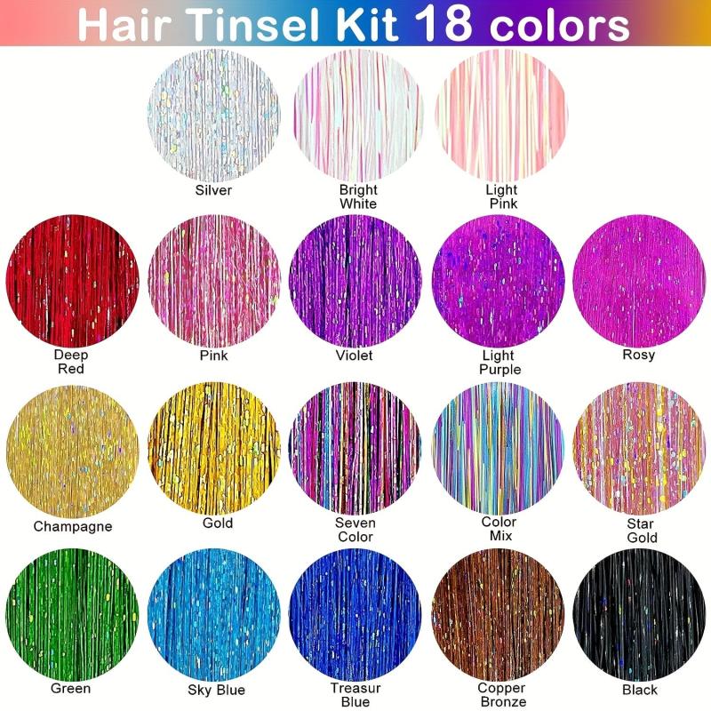 Hair Tinsel Kit 18 Colors 4320 Strands Tinsel Hair Extensions