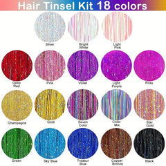 Hair Tinsel Kit 18 Colors 4320 Strands Tinsel Hair Extensions