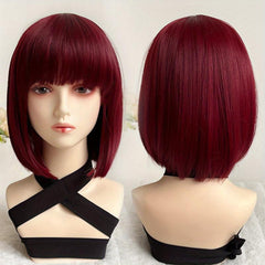 Short Straight Bob Hair With Bangs Synthetic Wig for Women