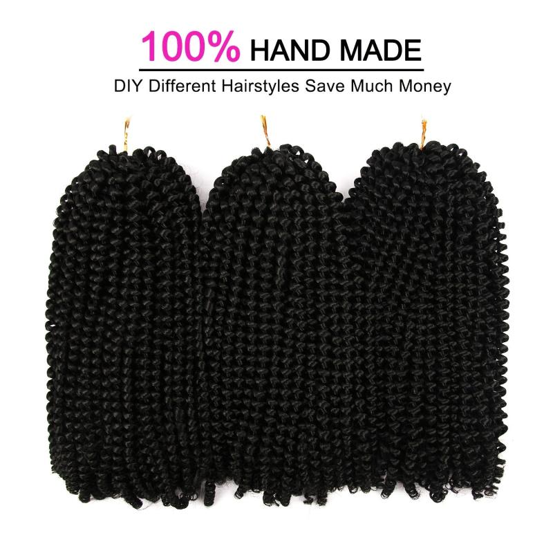 Spring Twist Crochet Hair 8 Inches 3 Packs Low Temperature Synthetic Fiber