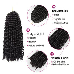 Spring Twist Crochet Hair 8 Inches 3 Packs Low Temperature Synthetic Fiber