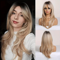 Long Straight Hair With Bangs Stylish Synthetic Wig For Women