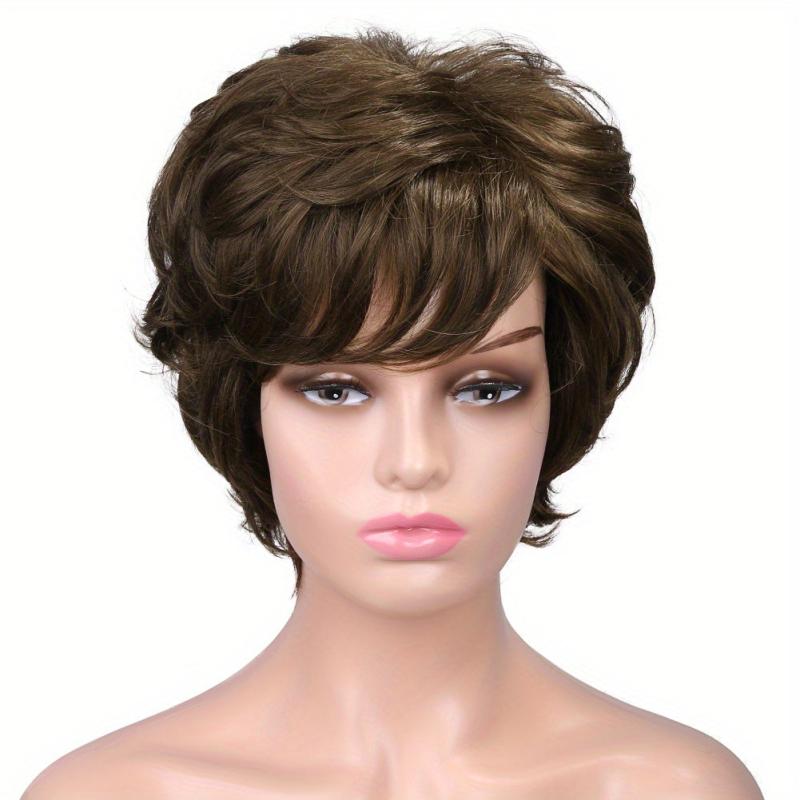 Short Pixie Cut Wig With Bangs Synthetic Layered Pixie Cut Wigs For Women