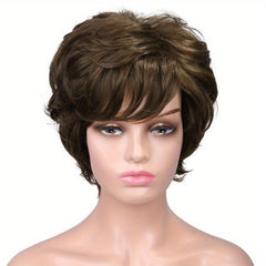 Short Pixie Cut Wig With Bangs Synthetic Layered Pixie Cut Wigs For Women