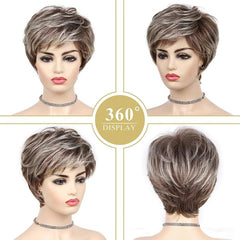 Short Pixie Cut Wig With Bangs Synthetic Layered Pixie Cut Wigs For Women